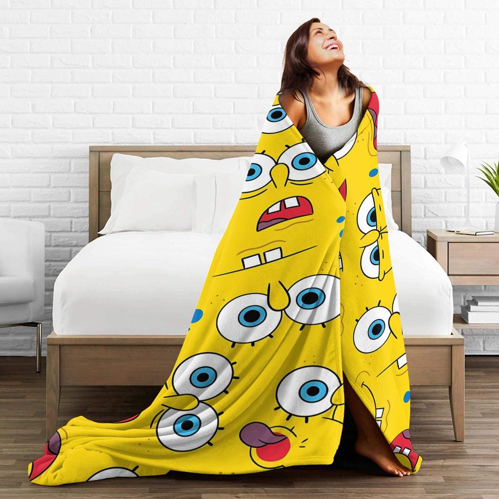 SpongeBobs Dense Yellow Eyes Repeat Tile Blanket Quality Soft Warm  Bedding Throws Winter Couch Chair Sofa Bed Bedspread