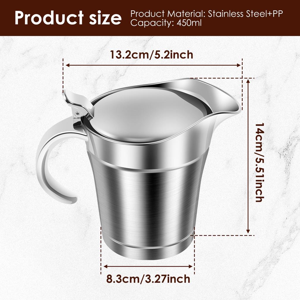 Stainless Steel Gravy Boat 450/750ml Gravy Sauce Jug with Hinged Lid for Family Dinner, Thanksgiving, Halloween, Christmas