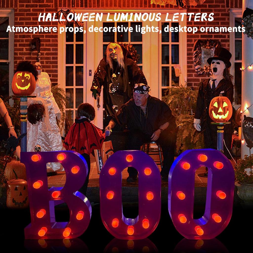 LED Halloween Letter Lights Festival Luminous Letter Horror Desktop Scene Layout Atmosphere Props Decoration Lights, Desktop Ornaments