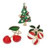 Cheerful Cherry Christmas Brooch Alloy Metal Cartoon Holiday Accessory For Festives Outfits And Gift Presentation