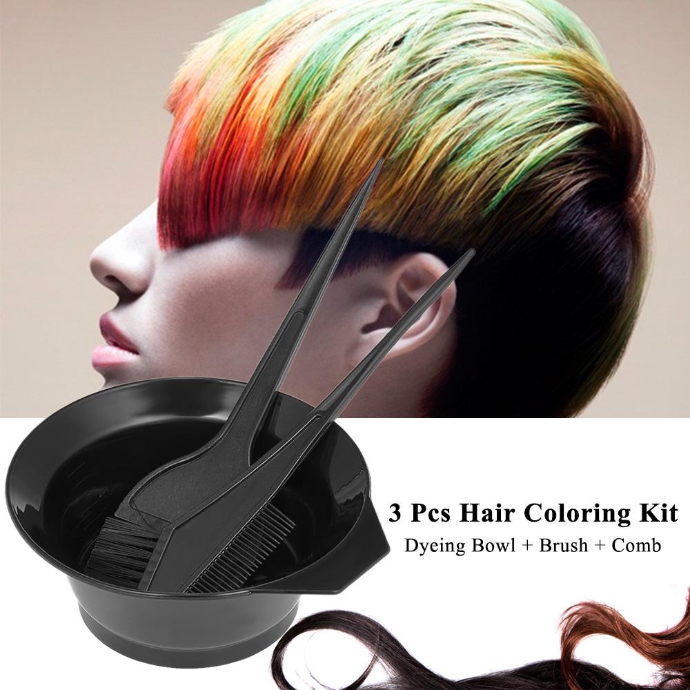 3 Pcs Hair Coloring Kit Dyeing Bowl Brush Double Sided Coloring Comb Hairdressing Dyeing Tool