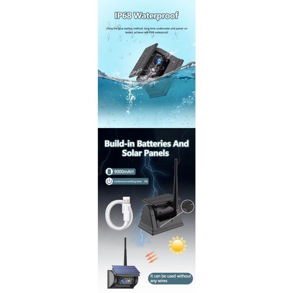 Digital Wireless 7" DVR quad monitor loop video recording solar magnetic reverse backup cameras for Caravan