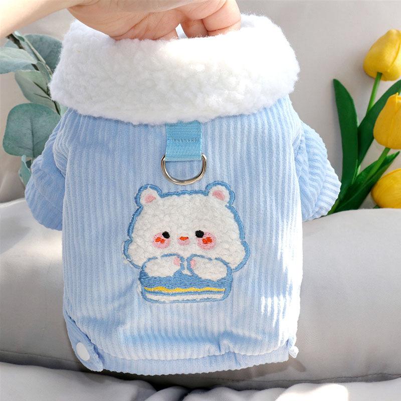 Winter Thickened Pet Cotton Coat For Traction Teddy Bichon Pomeranian Yorkshire Terrier Small Dog Cat And Dog Clothes