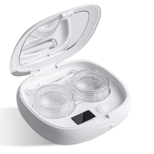 

peipai Electric Contact Lens Case with Mini Cleaner and Makeup Mirror, Compact and Portable, Fits Hard, Soft, and Colored Contacts, IPX7 Waterproof (W