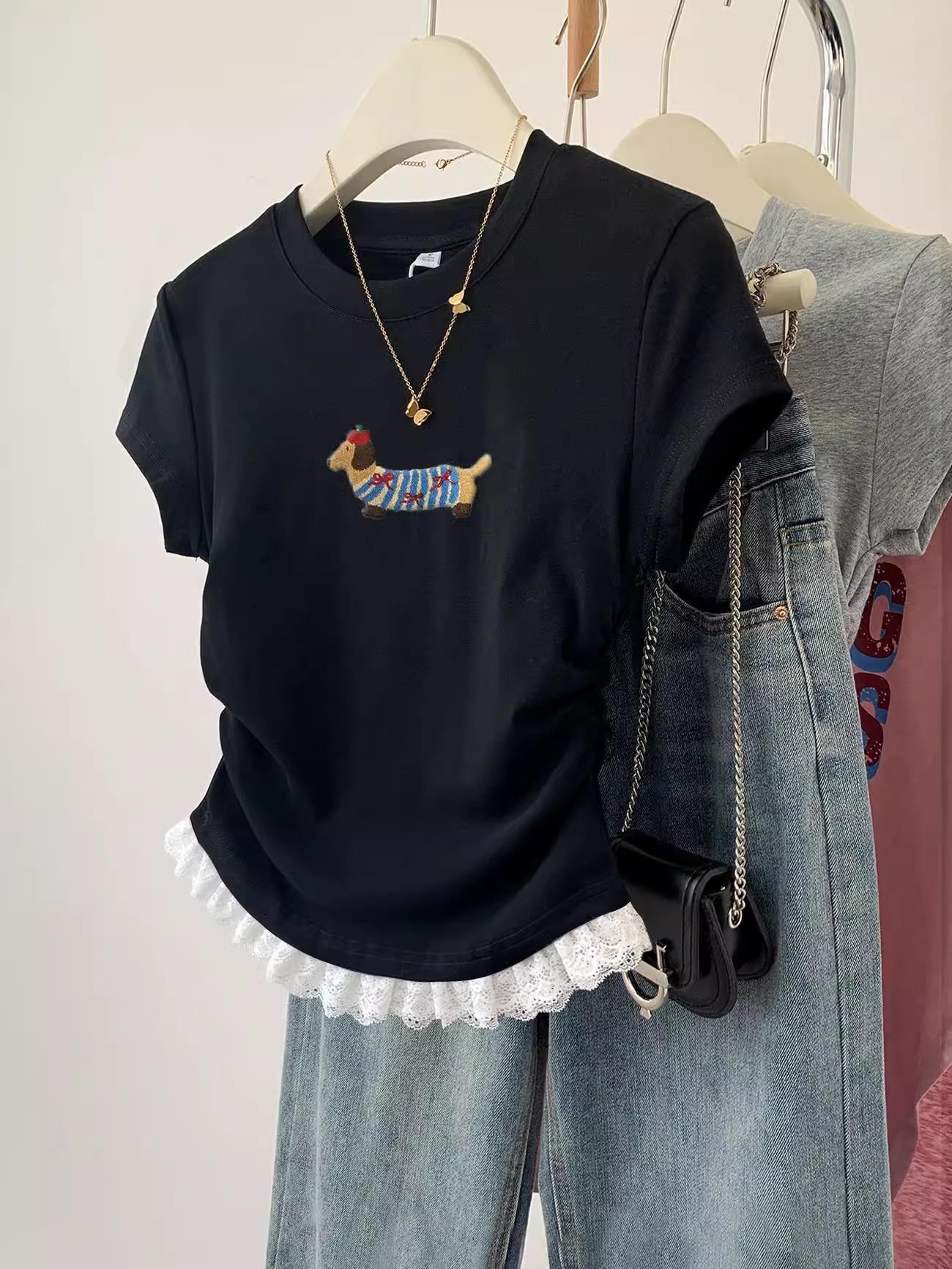 

Black Puppy Lace Slim Fit Women s Short-Sleeve T-Shirt - Summer 2025 Collection XL