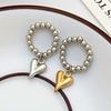 Mode Kreativ Metall Liebe Herz Anhänger Ringe für Frauen Punk Gold Farbe CCB Runde Perle Elastisch Verstellbar Ring Schmuck