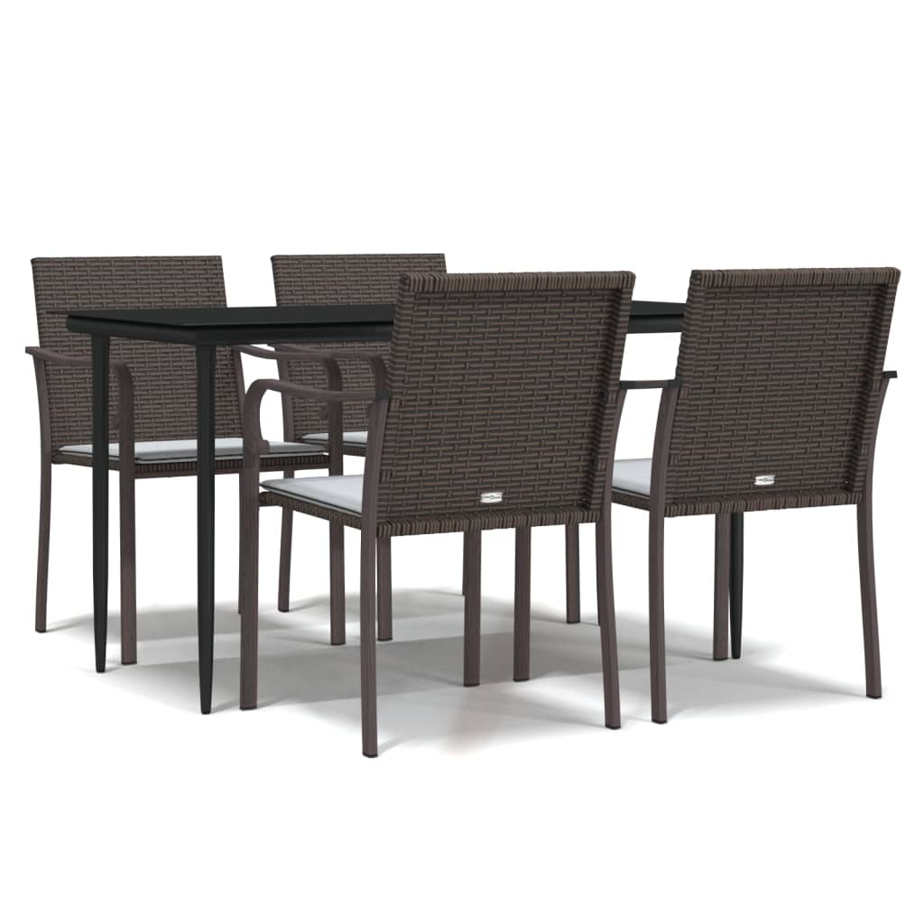 Vidaxl 5-Cz. Gartenmöbel-Set mit Kissen, Polyrattan und Stahl