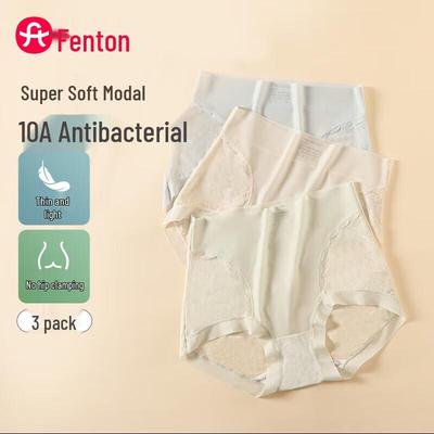 Fenteng Women's Modal Antibacterial Lace Briefs - 3 Pack