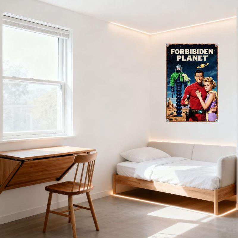 Forbidden Planet Vintage Sci - Fi Metal Tin Sign Retro 1950s Movie Poster Wall Decor for Man Cave Bar Home Office