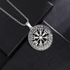 Stainless Steel Vintage Nordic Rune Compass Necklace Men Fashion Trend Amulet Nordic Jewelry