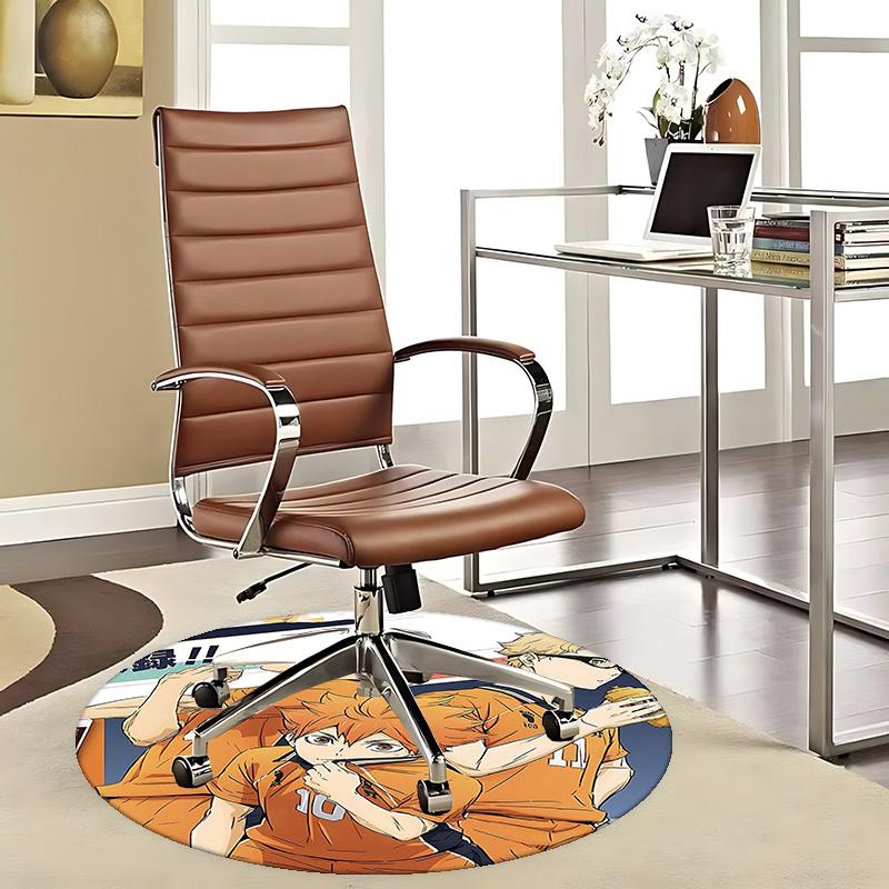 

1pc Haikyuu!! Anime Round Carpet Office Chair Mat, AntiSlip Rug with ICS Logo Design for Home Decor, Gaming Room 80cm