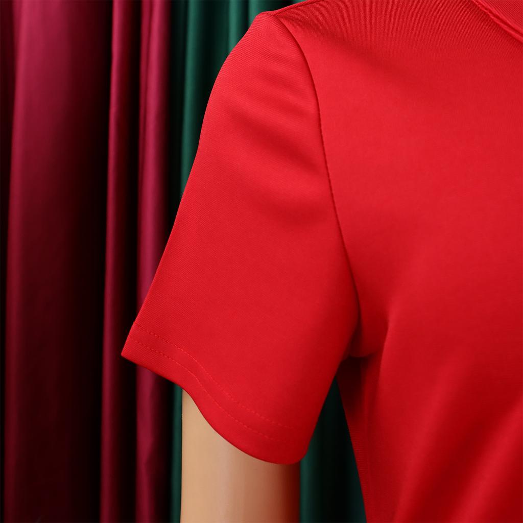 YYFS Women's Fashion Summer Spring Solid Color Print Short Sleeve POLO Neck High Waist Casual Dresses