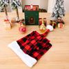 Warm Red Black Check Christmas Hat With Soft Fur Trim For A Modern Celebration Festive