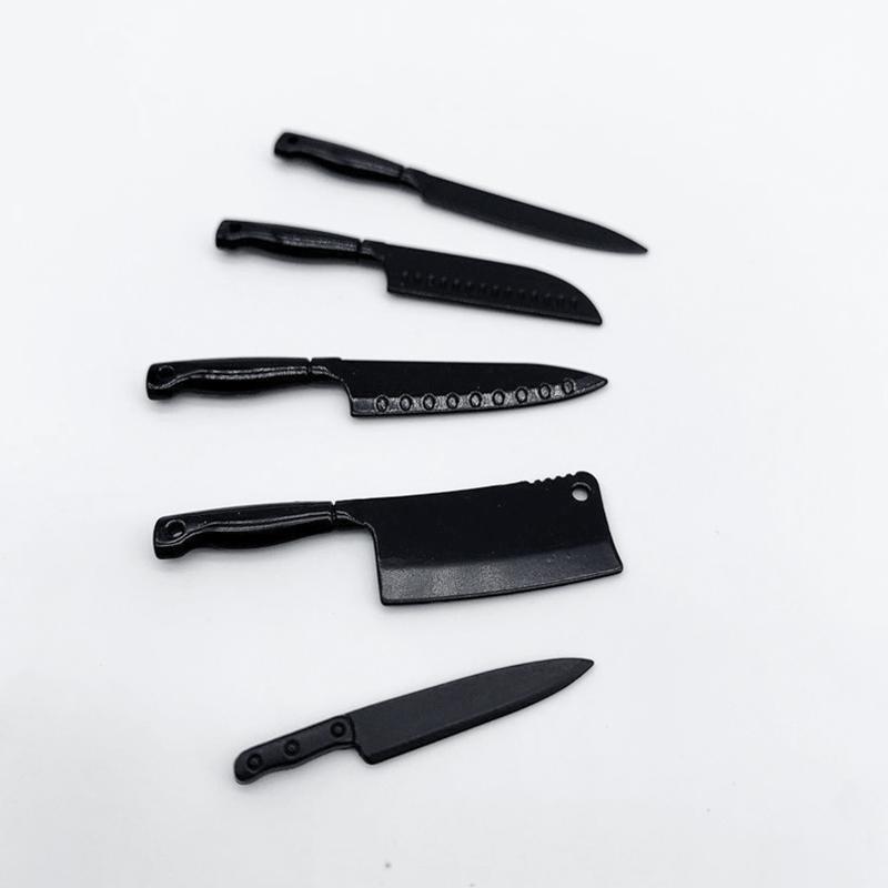 5Pcs/Set Alloy Mini Kitchen Knife Doll Accessories Toys 1/6 Scale DIY Miniature Dollhouse Cooking Utensils Model