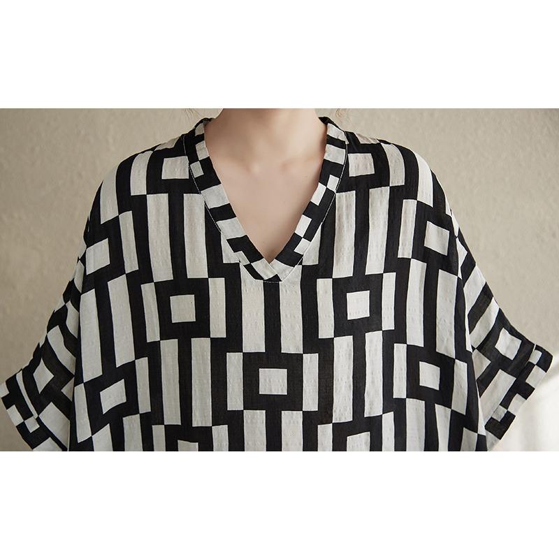 DIMANAF 2025 New Women Plus Size Summer Casual Dress Vintage Long Dress Loose Maxi Basic Printing Holiday