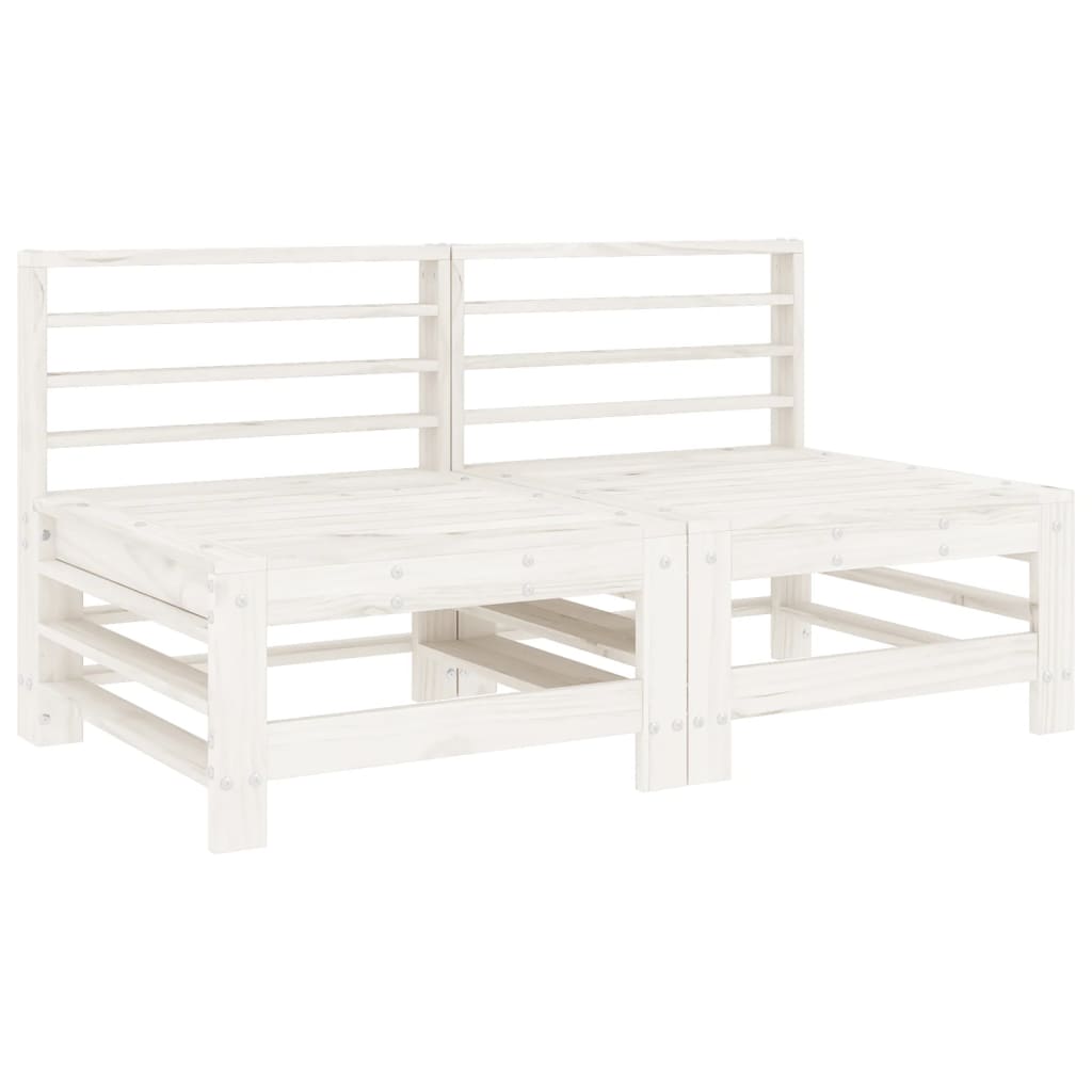 4 Piece Garden Lounge Set White Solid Pine Wood