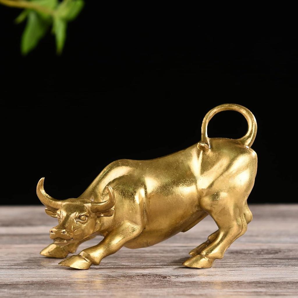 BRASSTAR Brass Fengshui Handmade Bull OX Statue Charm Lucky Wealth Figurine Business Gift Home Decoration TQGJPT1