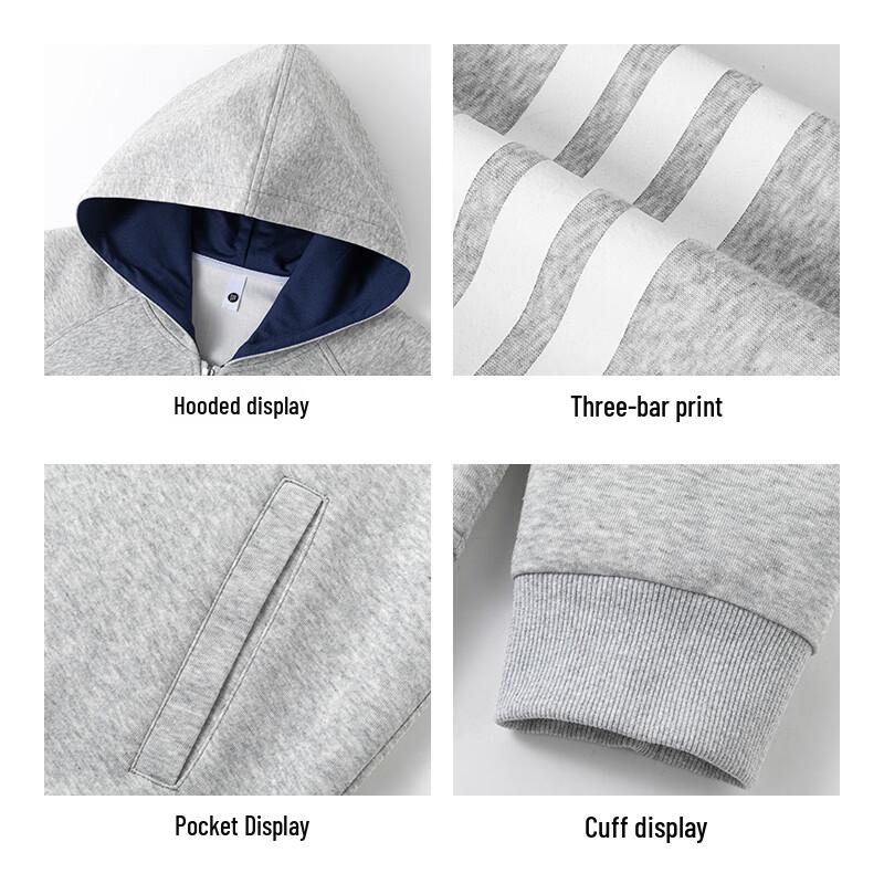 ROMON Unisex Streetwear Color-Block Zip-Up Hoodie