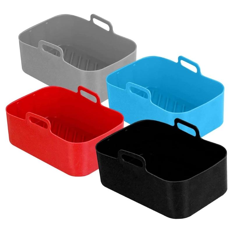 Replacement Baking Tray Air Fryer Silicone Liners Square Food Safe Non Stick Air Fryer Oven Basket Reusable Baking Tray