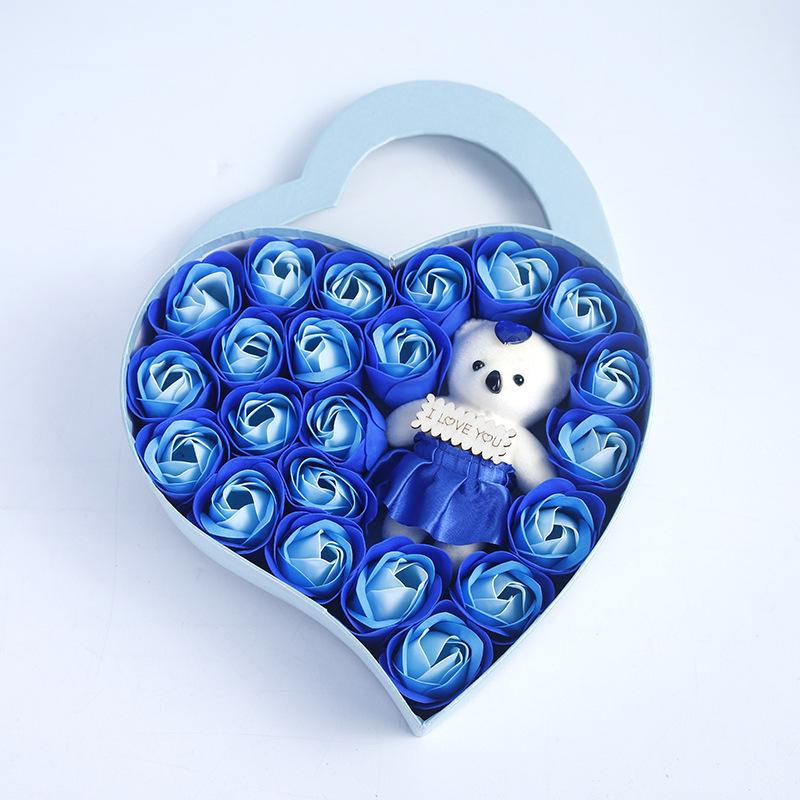 Flower Red Pink Soap Rose Love Gift Box With Bear Valentine's Day Mother's Day Anniversary Gift Wedding Party Decorations