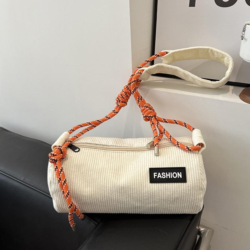 

Yogodlns Женская вельветовая сумка-кроссбоди с кисточками, повседневная однотонная сумка через плечо со съемным ремешком для повседневного использования 25.5x12x12.5cm белый