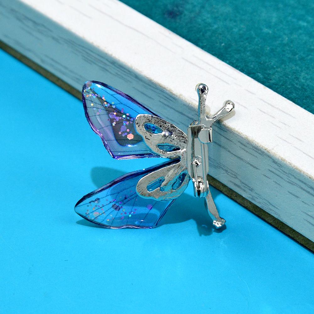 Transparent Color Butterfly Brooches for Women Rhinestone Insect Pin 3 Color Available Allpy Material Winter Jewelry