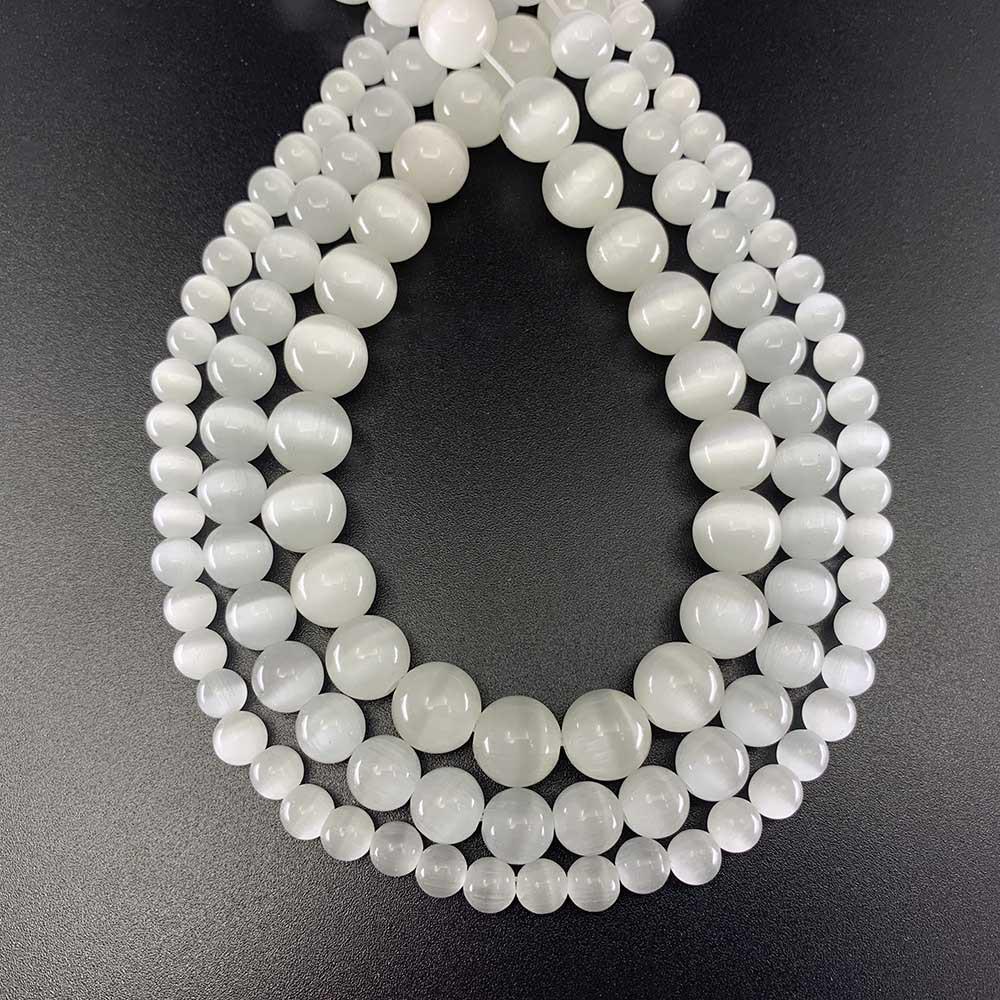 8mm White Cat's Eye Stone Beads for DIY Jewelry Bracelet
