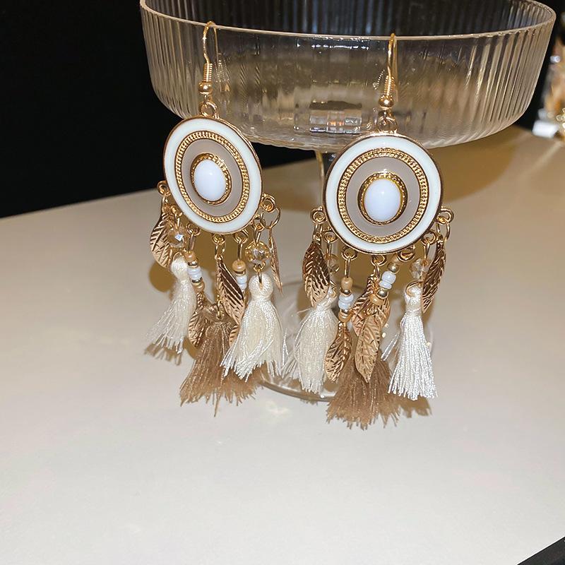 Bohemian Ethnic Style Feathers Fringed Earrings Ear Hooks Personalized Vacation Wind Ears