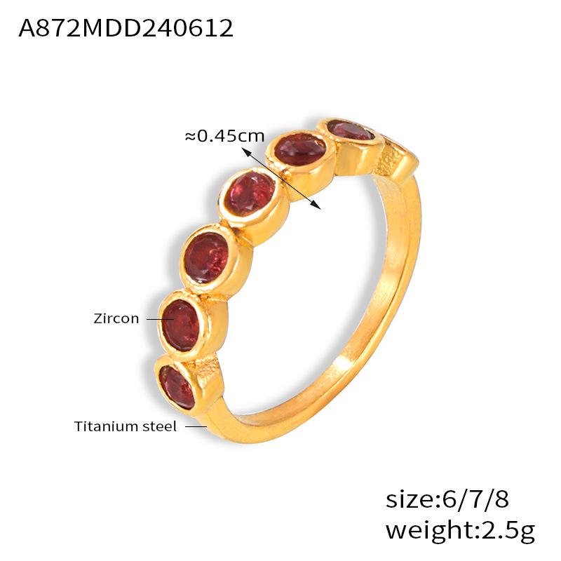 Elegant French INS Style 18K Gold-Plated Titanium Zircon Ring - Versatile Fashion Jewelry for Women Size 7