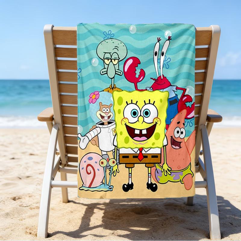 Ultra-Soft Beach Towel with SpongeBob SquarePants Theme,Ideal for Pool - Camping, Diving - Perfect Travel Essential, Vibrant Beach Towel.