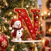 Indoor Holiday Decorations Cute Snowman Letter Christmas Ornament, 2D Flat Personalized A-Z Alphabet Clear Pattern Hanging Decor Acrylic Pendant