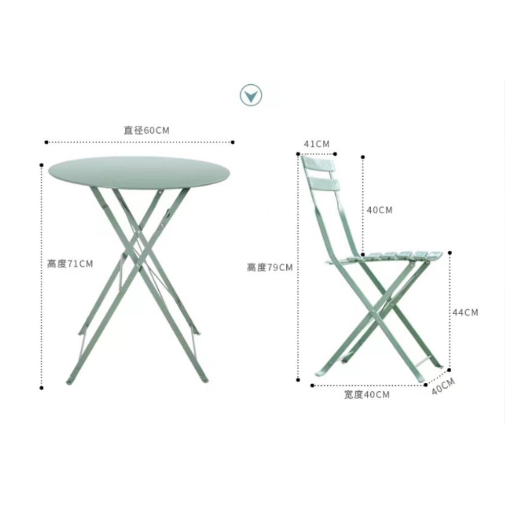 3pcs Table and Chairs Set Metal Folding Simple Solid Color Table and 2 Chairs Outdoor Decoration Garden Furniture