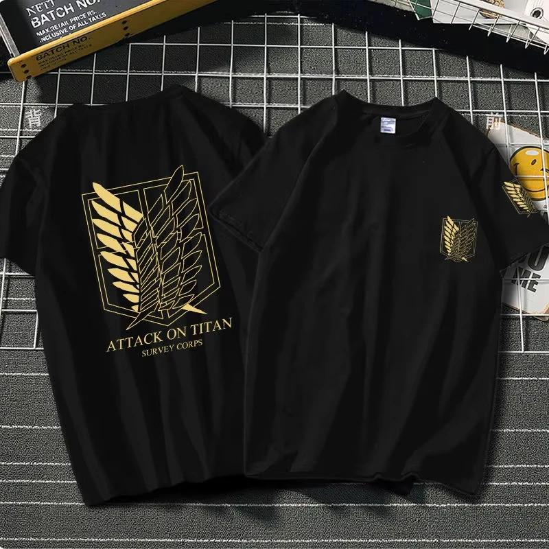 Sommer Anime Attack on Titan Bedrucktes T-Shirt Herren Damen Übergröße Trendy T-Shirts Anime Fan T-Shirt Harajuku Manga Sommer Tops