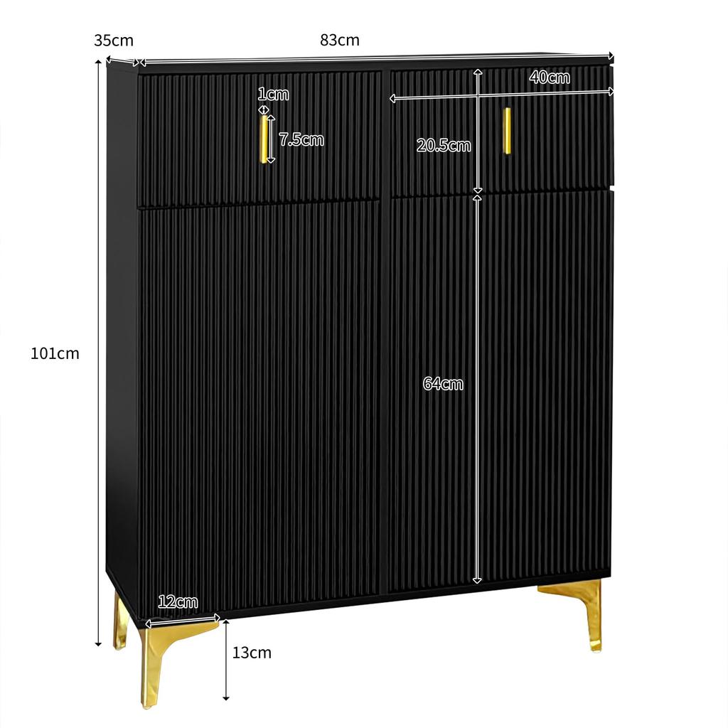 Kommode mit 2 Schubladen, Modernem Schuhschrank mit Stauraum, Sideboard für Esszimmer, Wohnzimmer & Schlafzimmer
