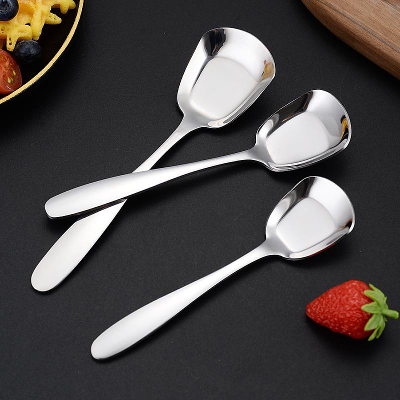 304 Edelstahl Flachboden Quadratischer Dessertlöffel - Kreatives Verdicktes Design