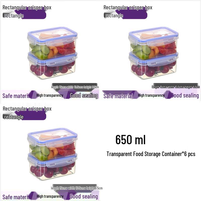 Wuhe 650ml Microwave Safe Food Storage Containers (6-Pack)