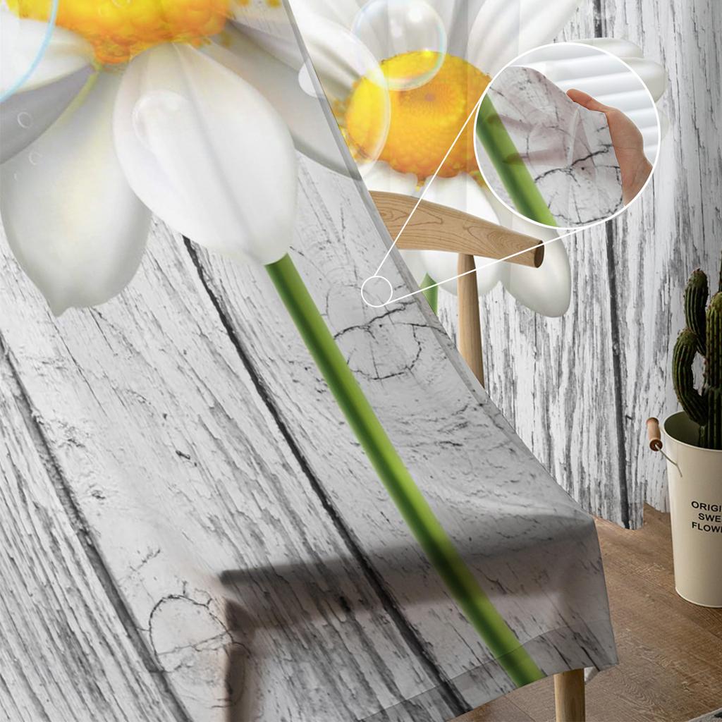 Daisy Waterdrop Wood Grain Sheer Curtains for Living Room Decoration Window Curtains for Kitchen Tulle Voile Organza Curtains