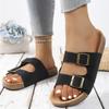 Women's Wooden Bottom Flat Sandals Summer Spring New Arrival Large Size Beach Slippers Comfortable Casual Slip-On Shoes
