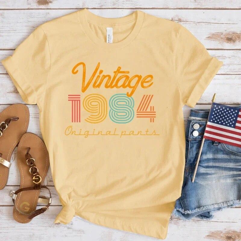 (Premium T-shirt)New Vintage 1984 Print T Shirts Women Casual Round Neck Tees Top Summer Cool Loose Short Sleeve(Fast Delivery)