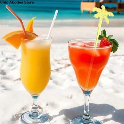 50pcs Tropical Coconut Tree Swizzle Sticks Colorful Plastic Coffee Beverage Stirrer Festival Summer Juice Drink Stirrers