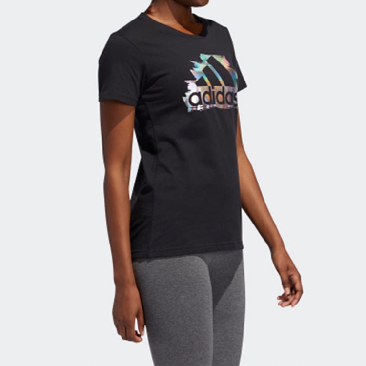 adidas T Shirts Women's Black Crew Neck Moderate Straight Fit ED8169