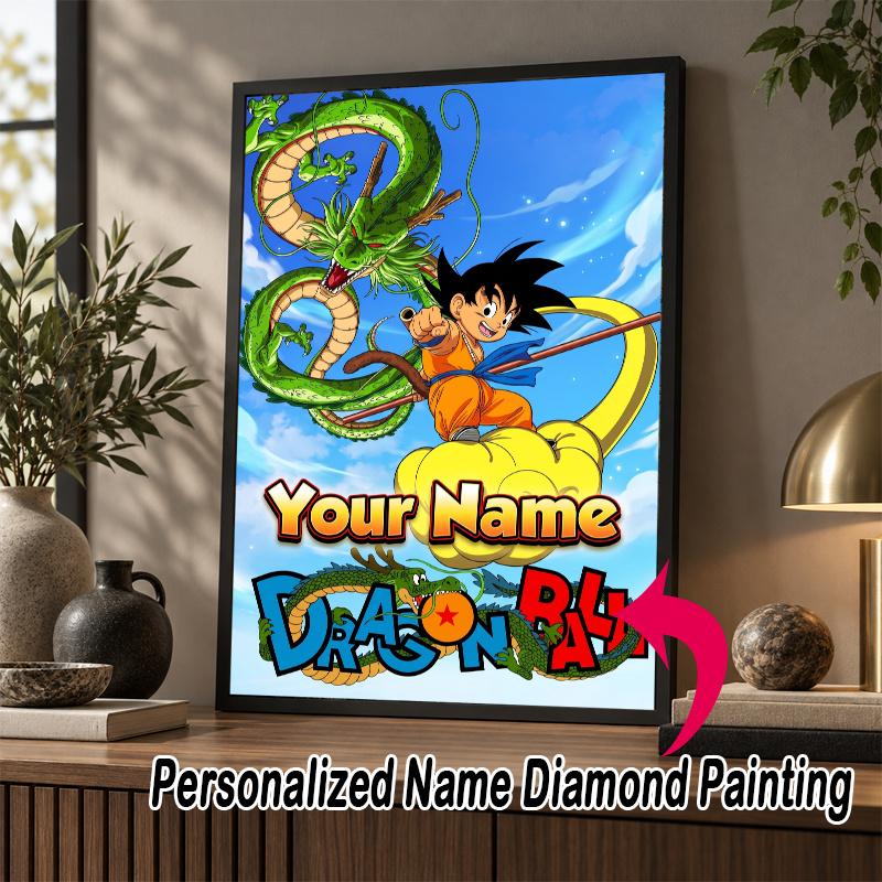 Personalized Dragon Ball Goku Diamond Art Custom Name 5D Diamond Painting Full Drill DIY Craft