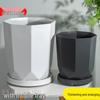 White Plastic Office Flower Pot with Mobile Tray