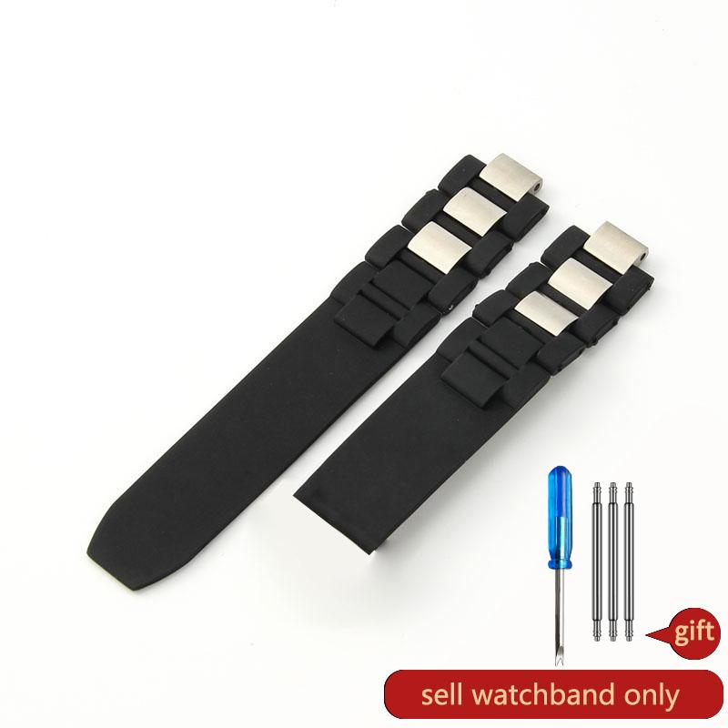 

20мм*10мм Черный Сменный Силиконовый Каучуковый Ремешок для Часов Для Cartier 21 Chronoscaph W10198U2 W10125U2 W10197U2 W10184U2 10x20mm