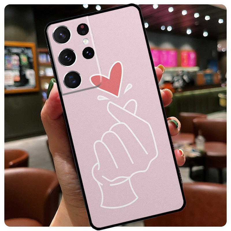 Hand Holding Moon Finger Heart Phone Cover For Samsung Galaxy S23 S21 S22 Ultra S20 FE Note 20 Note 10 S8 S9 S10 Plus Case