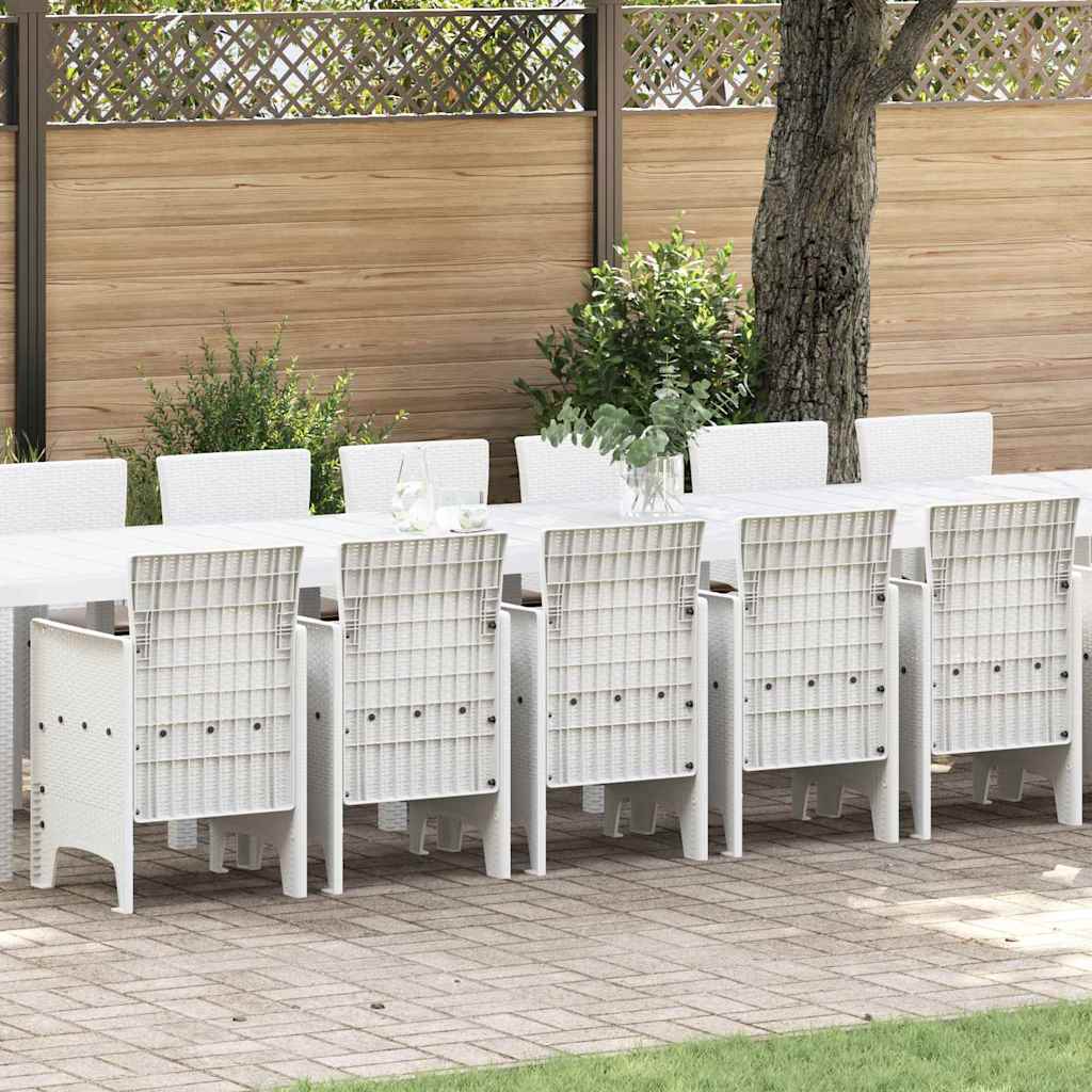 Garden Dining Set with Cushions 17 Pcs White PP