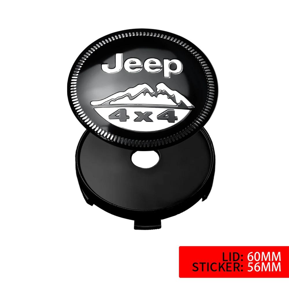 Pro Jeep 4ks 56/60mm Krytky středových krytů kol automobilu Samolepky Znak Pro Jeep Renegade Wrangler jk Compass Gran