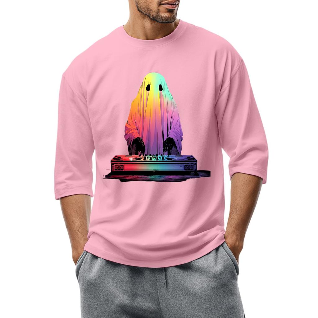 Men'S Round Neck Three-Quarters Sleeve Top Casual Fashion T-Shirt