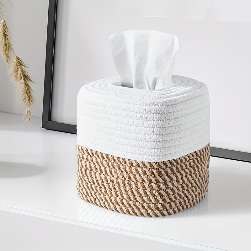 1PC Simple Japanese Cotton Rope Woven Tissue Storage Box Creative Desktop Nordic Style Storage Box Handmade Square Paper Box