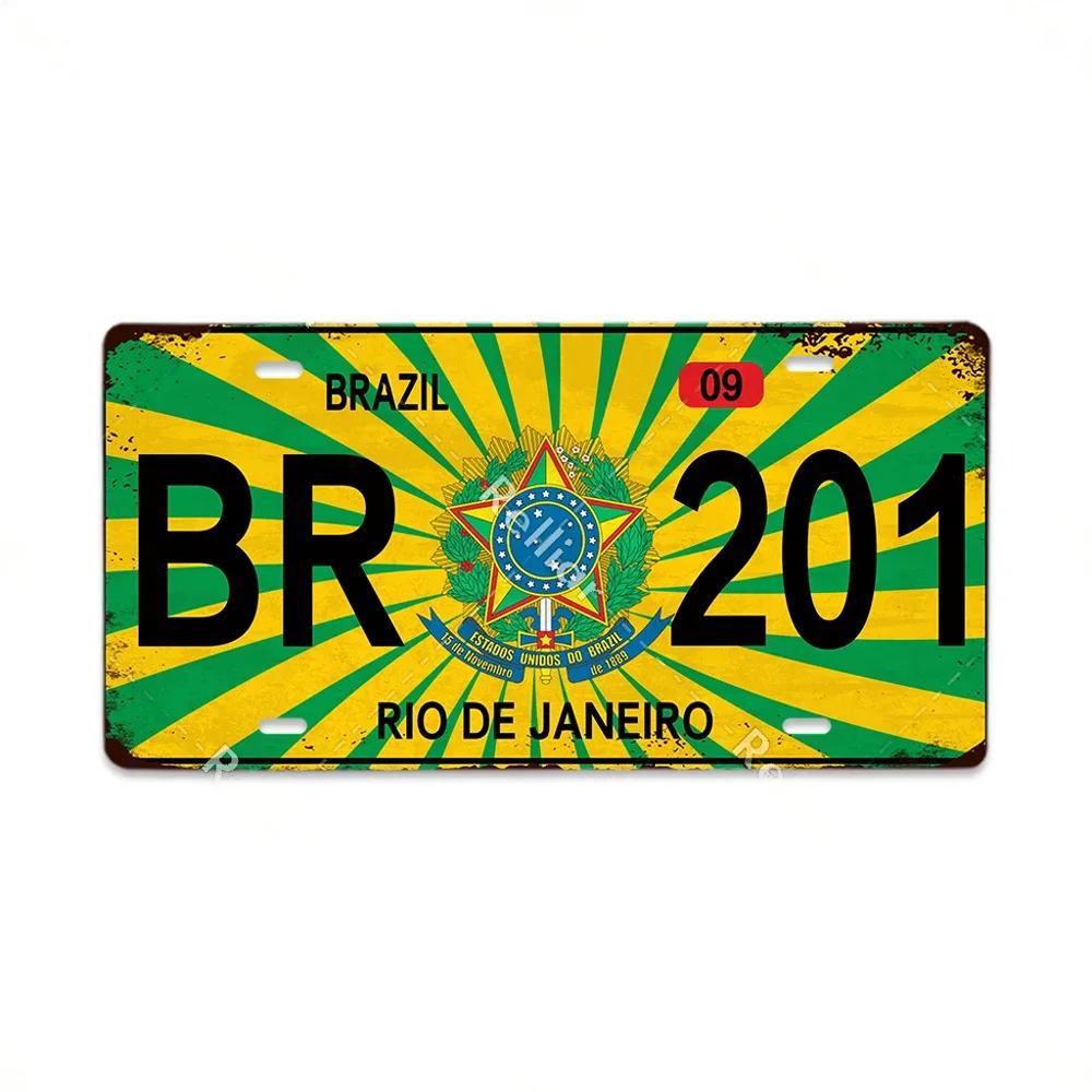 Retro Tin Sign License Plate Various Regions Metal Signs Posters Decor Italy Brazil Japan Poland Korea Ireland Bar Garage Pla